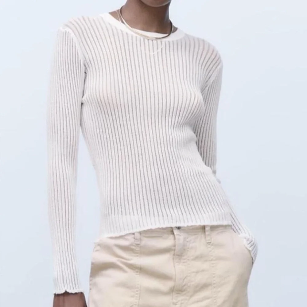 EUC Zara Long Sleeve Ribbed Stretchy Thin-Knit Top Size XS - Picture 1 of 5
